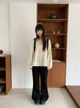 フェム フラワー オーバー ラウンド ロングスリーブ Tシャツ