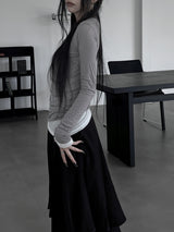 layered see-through long sleeve T (4color)