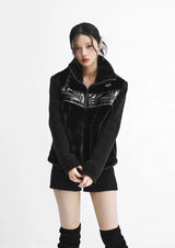 Fur-Trimmed Shearling + Deep Black Knit