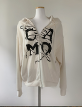 Trivin Lettering y2k Hood Zip-Up (ivory)