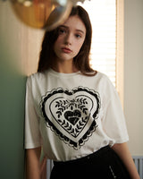 ハートプリントTシャツ [WHITE]