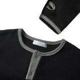 Henley neck napping warmer long-sleeve t-shirt