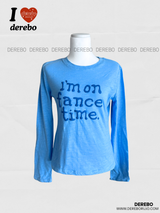 ブルーレタリングラウンドロングスリーブTシャツ