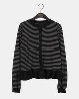 Peg Stripe Color Frill Cardigan