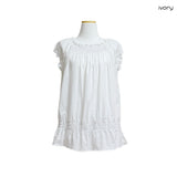 (2color) Smocked Puff Cap Flare Blouse