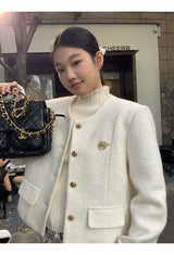ボーレスハーフタートルネックVネックロングスリーブニットウェア