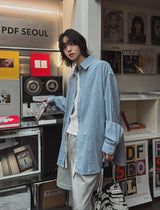 クルーシストライプピグメントシャツ