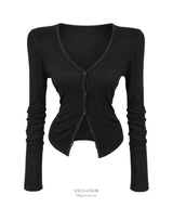 Sasha Deep V-Neck Cardigan (6color)