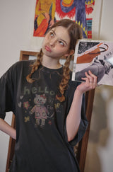 ハローフラワーピグメント半袖Tシャツ