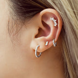 silver triple marquise stud rhodium plating + 925 silver earrings E063-01H