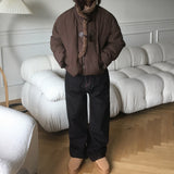 イタハートステッチ刺繍ワイドダークブルーデニムパンツ