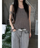Gray washed damage wide pants