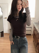 Basic U-neck Warm Pendant T-shirt (5color)