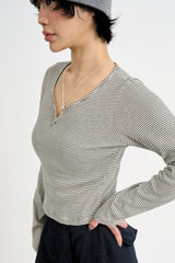 Bane stripe henley crop tee