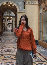 [U-BASIC] Hina V-neck Cable Knit