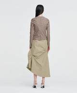 Twisted Check High-neck Top _ BEIGE