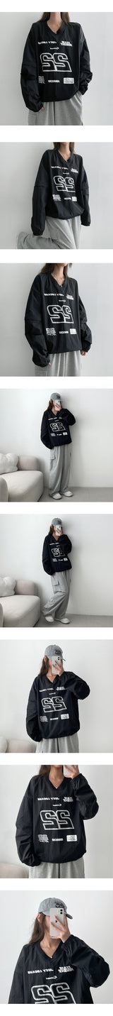 HIRIT V-Neck Two-Way Jersey Sweatshirt (3 colors)