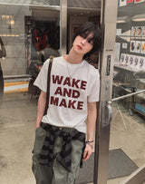メイクレタリングプリントショートスリーブTシャツ