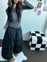 HOT HEAT 🔥 PADDING CARGO OVER UNISEX LONG PANTS🩶🖤2COLOR