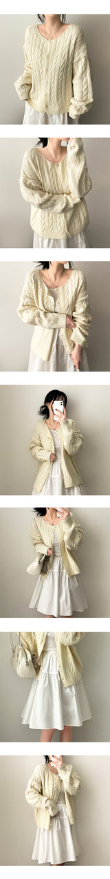 Lammy Round Twisted Knitted Cardigan