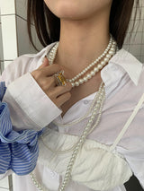 [SUNMI着用] ロング レイヤード パール ネックレス