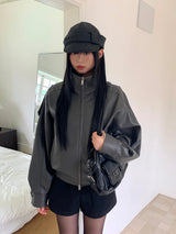 [ORIGINAL] Riven High-Neck Leather Volume Jumper