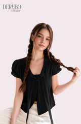Pure strap short-sleeved blouse