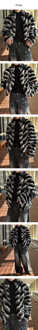 [F/W]ウェーブファーグラデーション中綿ジャンパー(2色)
