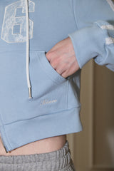 TRACK LACE HOOD ZIP UP - SOFT BLUE