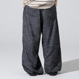XP295 Icey Linen Balloon Denim Pants (BLACK)