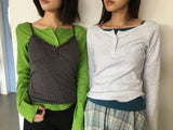 Liège button boat neck t-shirt (3color)