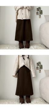 Blver wool back slit long skirt
