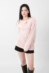 Loose Fit Corsage Knit Pink