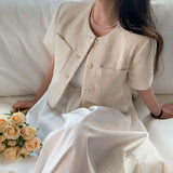 [BELLIDE MADE] colorless short-sleeved tweed jacket