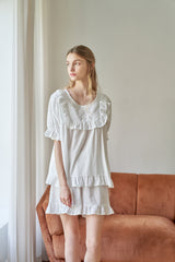 ULLALA PAJAMA Listy Short-sleeve Two-piece Ivory[24165WTSSN]