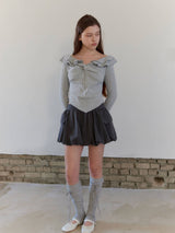 BALLOON POCKET MINI SKIRT PANTS / CHARCOAL