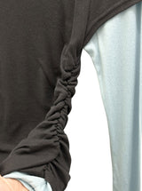 デュアルレイヤードカラーボートネックTシャツ