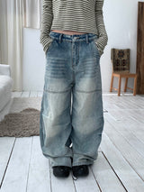 Slit wide denim pants