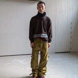 Kidmohair v-neck knit / Brown