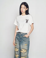 25FW WOMAN ファジーフォントラビット半袖Tシャツ