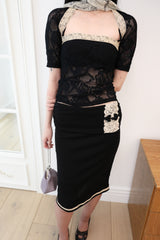[香] Belle Lace Midi Skirt (3-way) (Black)