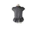 Ripen Check Lace Frill Puff Short Sleeve Shirt