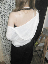 Off-Shoulder Loose-Neck Hoodie