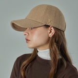 VA Curved Stud Link Wool-Blend Ball Cap  / Beige