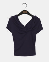 Aconi Ribbon Off-Shoulder Cropped T-Shirt