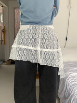 LACE UNBAL LAYERED SKIRT (2C)