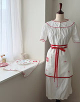 Cherry embroidery apron double-layer fabric red point