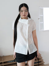DRAPE COLLAR BLOUSE (WHITE)