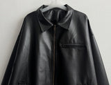 Renba Overfit Zipper Leather Jumper