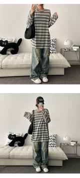 [Basic, Long/S~XL]ホリゾンタルピンタックワイドパンツ